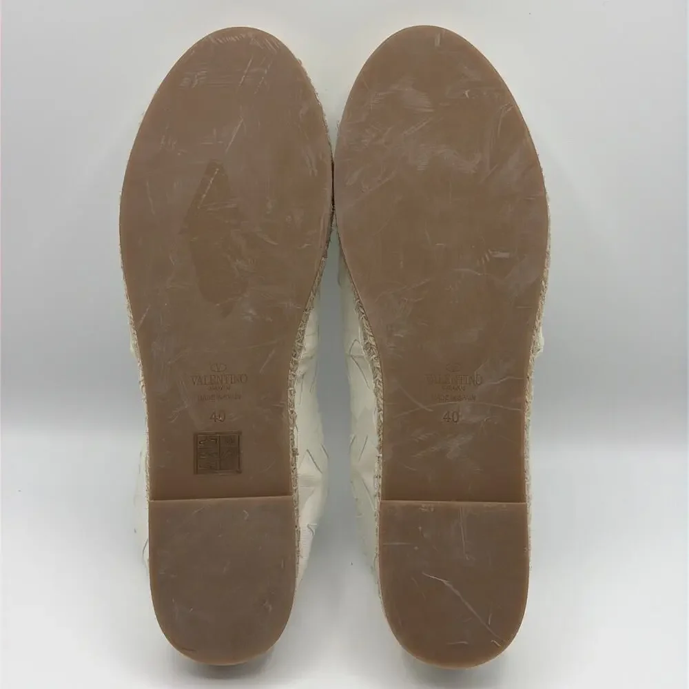 Valentino Garavani Star Bianco Canvas Espadrilles White EU 40 Made in Spain